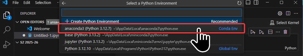 Velg kernelen som heter 
